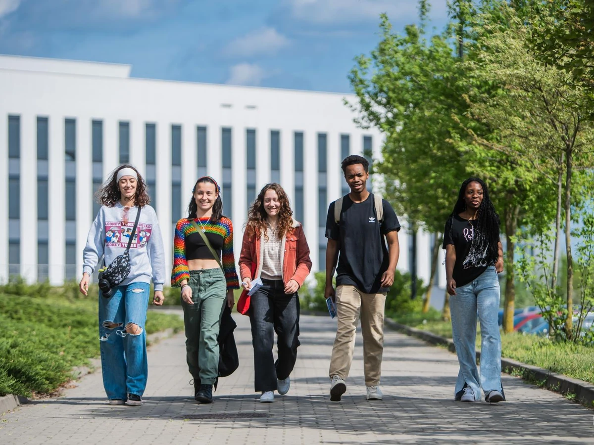 International students on the campus of Poznan University of Technology